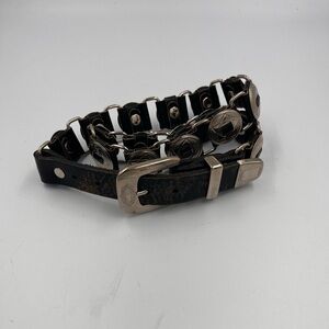 Vintage leather concho chain link star belt-S